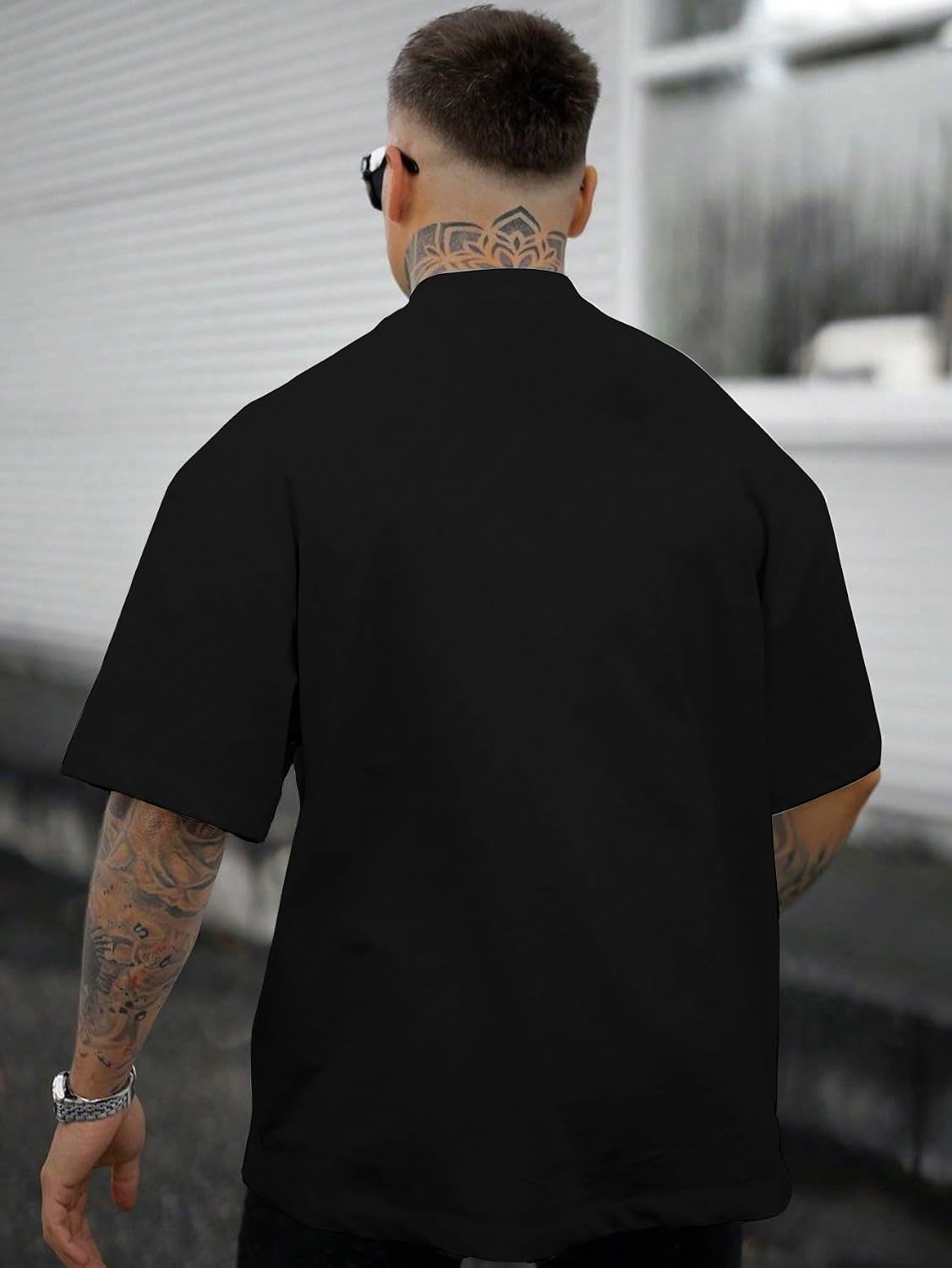 men Rose Print Graphic Tees Oversized T Shirt Summer Tops Casual - Image 2